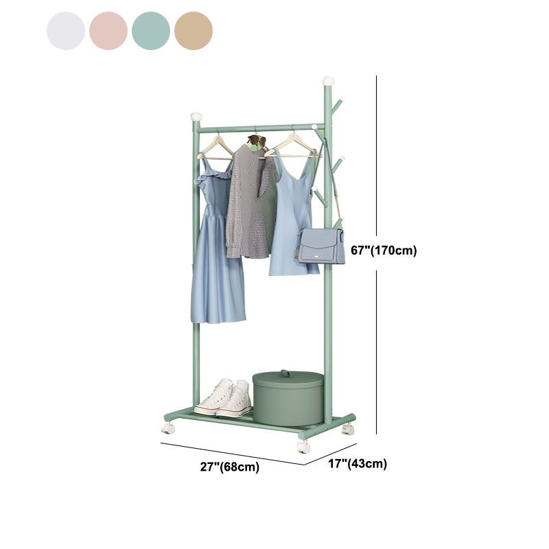 Contemporary Coat Rack Hanging Rail Lower Shelf and Hooks Entryway Kit