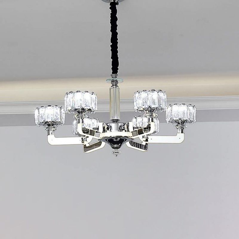 Cylindrical Pendant Ceiling Lights Modern Minimalist Style Crystal Hanging Lamp