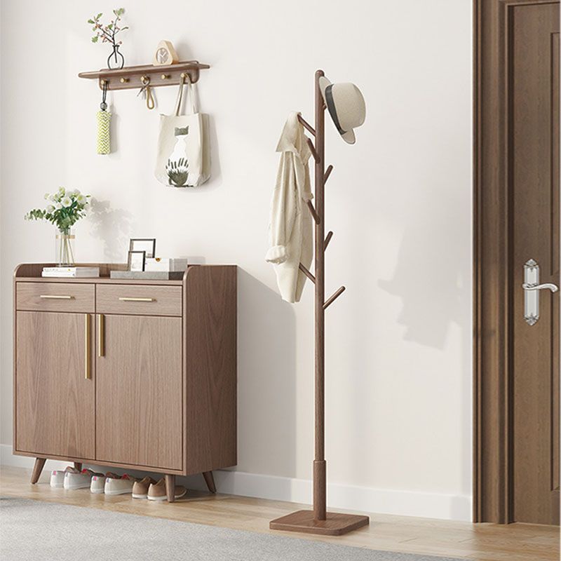 Contemporary Hall Stand Manufactured Wood Hooks Shelving Included Free Standing Coat Rack