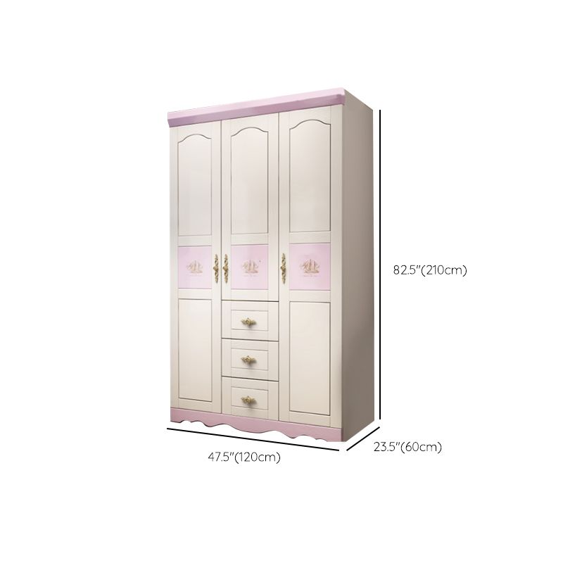 Solid Wood Kids Closet Modern Style White Colour Wardrobe Closet with Drawers