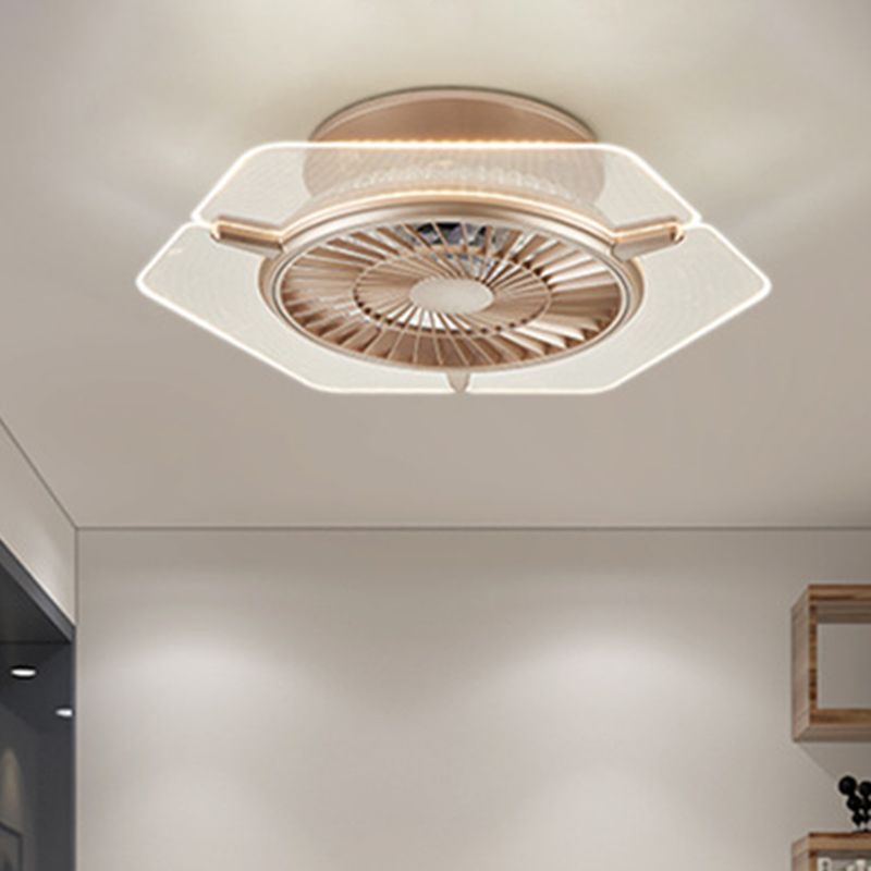 Éclairage de ventilateur de plafond en or / argent modernisme modernisme rond / hexagone semi-mmount pour le salon, 23,5 "de large