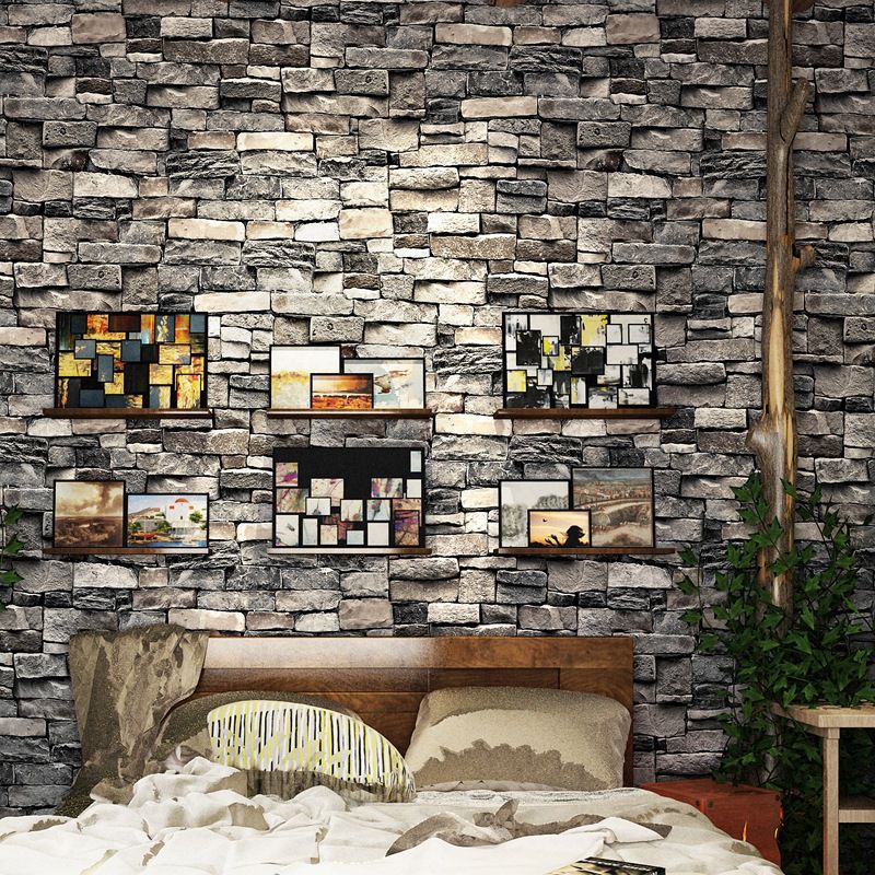 Waterproof Brick Effect Wallpaper Roll Non-Woven Industrial Wall Decor for Coffeeshop