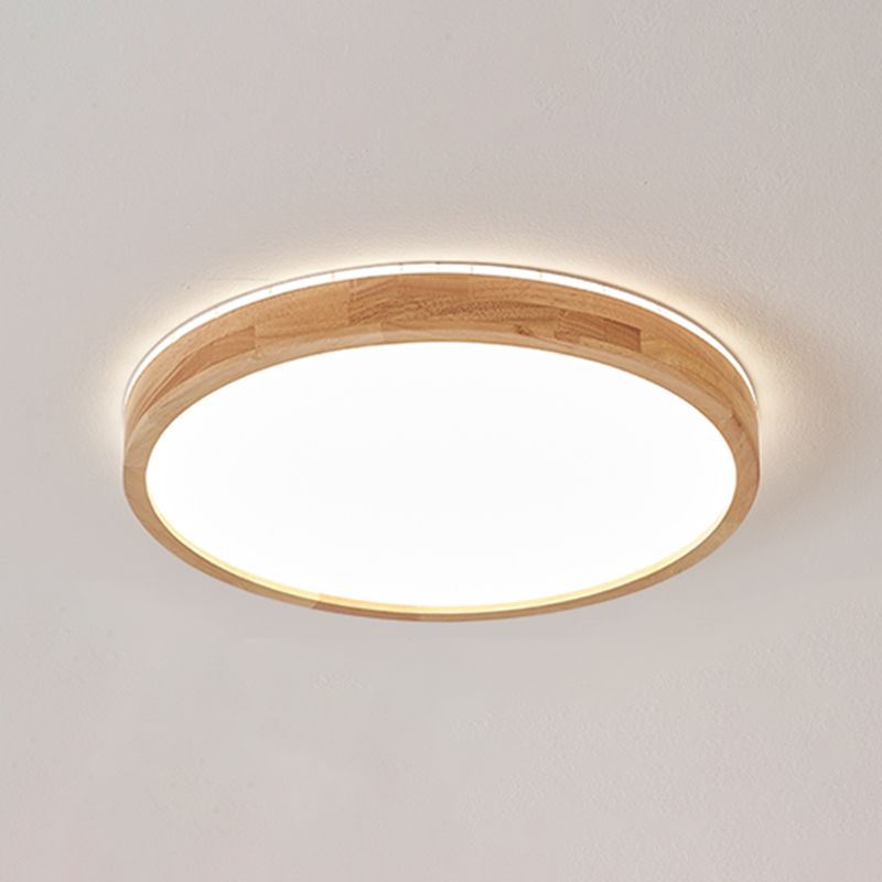 Brown Geometric Shape Flush Mount Nordic Style Wood Ceiling Light Fixture for Living Room