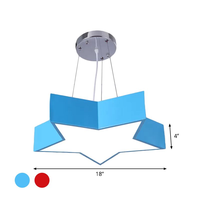 Rood/blauw vijfpuntige ster kroonluchter lichtkinderen LED acryl plafond suspensielampje