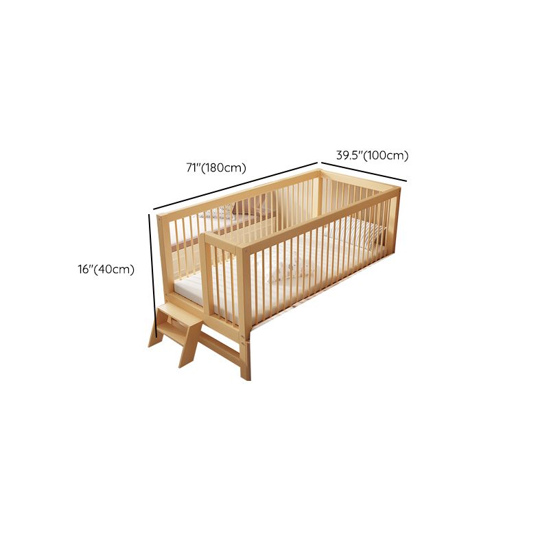 Glam Nursery Bed Wood with Guardrail Washed Natural Baby Crib