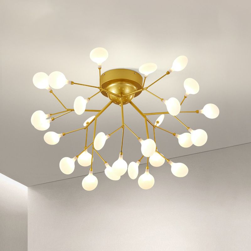 Branch Modern Style Flush Mount Metal Ceiling Light in Gold for Bedroom