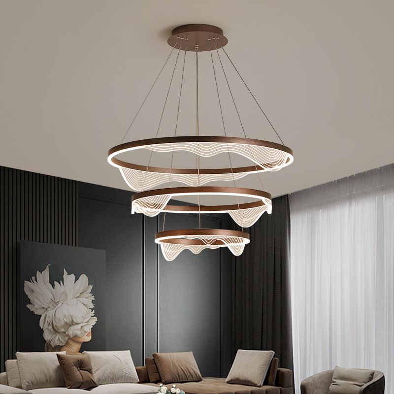 Contemporary Tiered LED Hanging Ceiling Lights Pendant Chandelier for Living Room