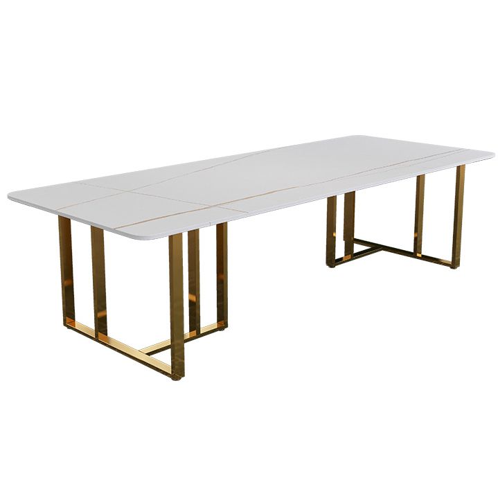 Glam Style Rectangular Office Desk Sintered Stone Writing Desk for Meeting Room