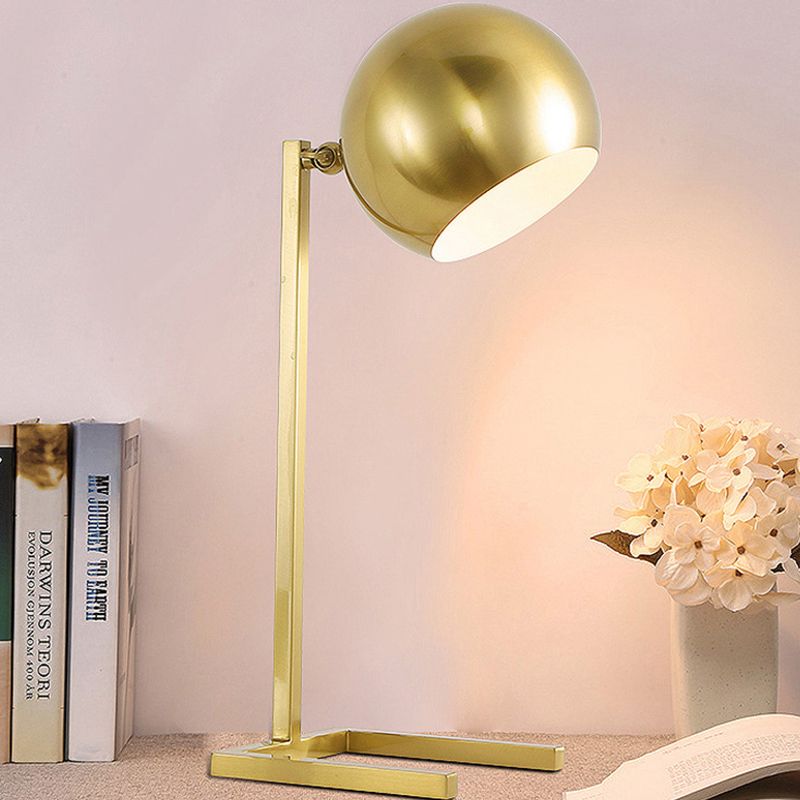 Spherical Task Lighting Modernist Metal 1 Bulb Reading Book Light in Gold for Study