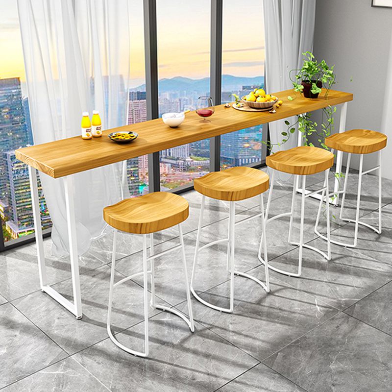 Pine Wood Bar Dining Table Modern Rectangle Bar Table with Sled Pedestal for Dining Room