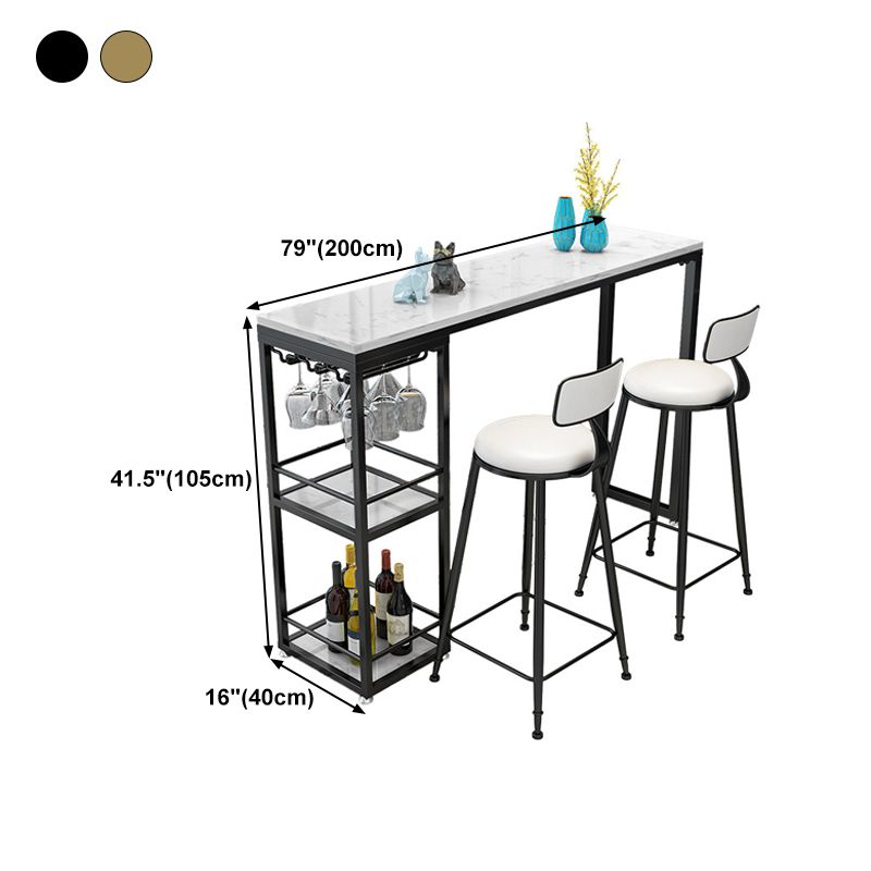 Stone Rectangle Bar Table White Contemporary Bar Table with Sled Base