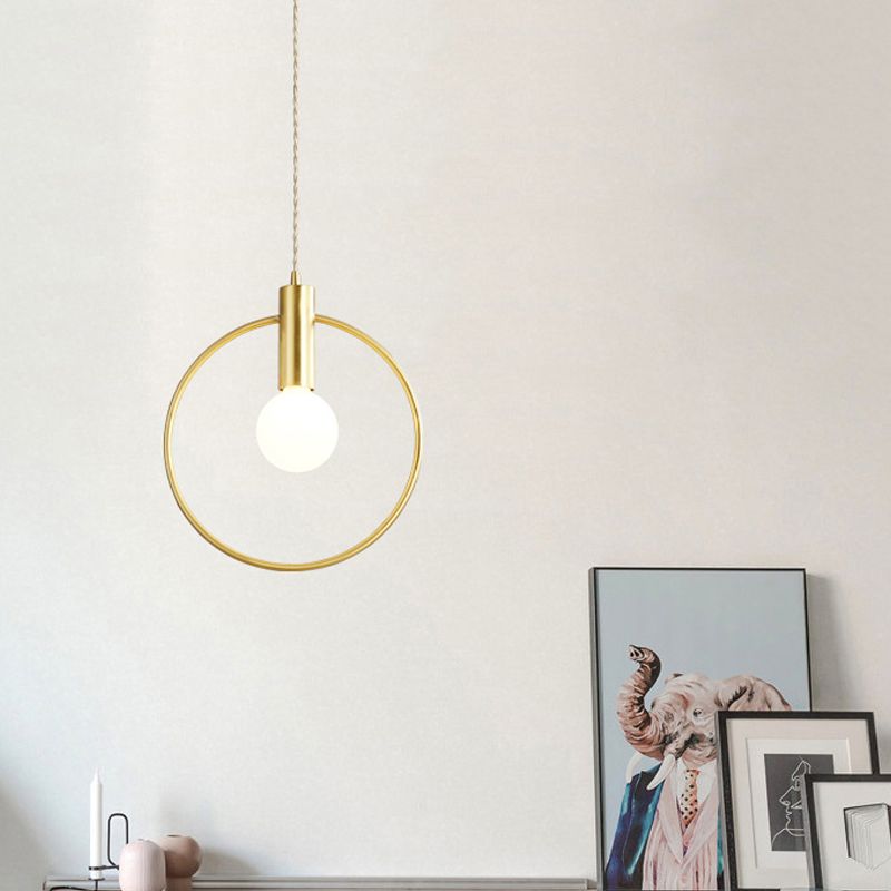 1 bol ring slinger licht Minimalistische gouden afwerking Metalen hanglamp voor slaapkamer