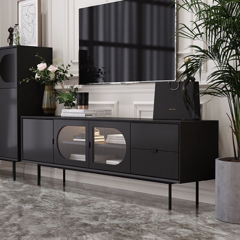 Solid Wood TV Media Console Industrial TV Stand for Living Room