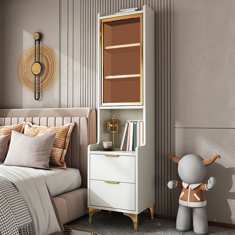 Light Luxury Solid Wood Kids Bedside Table with Cabinets and Drawers