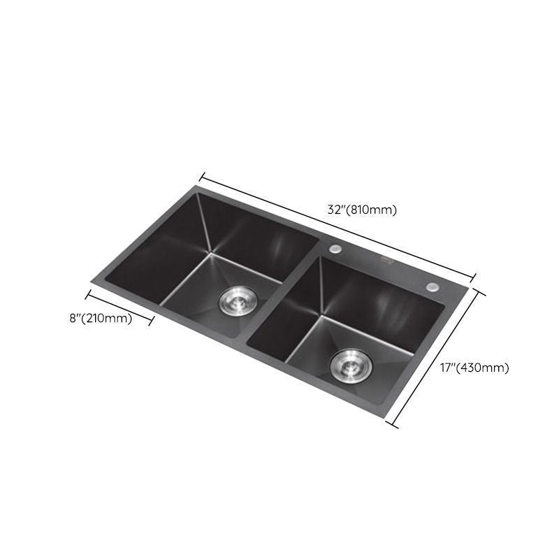 Classic Style Kitchen Sink Stainless Steel Kitchen Double Sink with Drain Strainer Kit