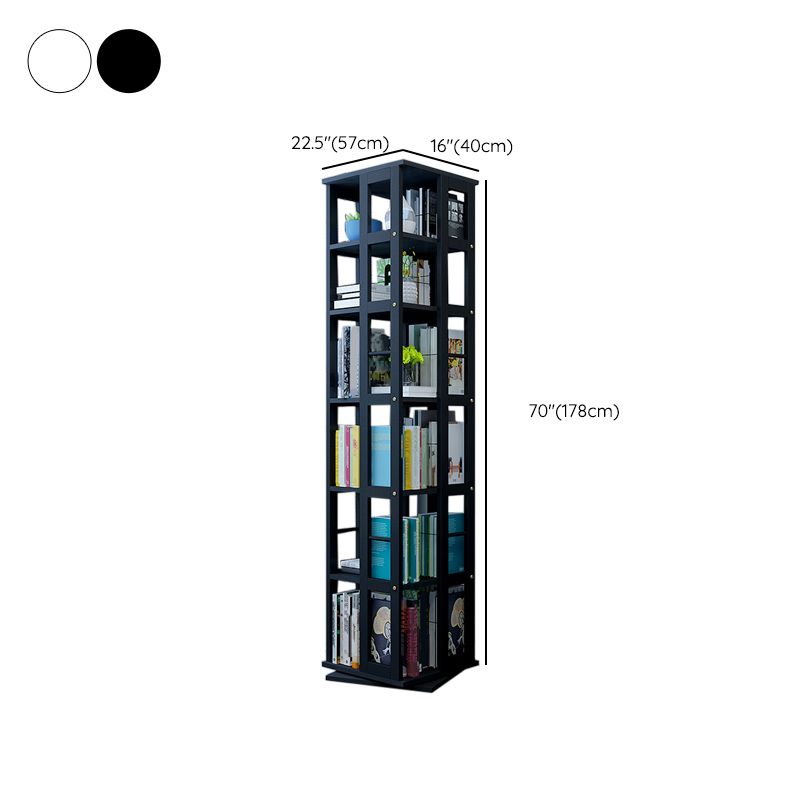 Contemporary Metal Book Shelf Freestanding Standard Bookcase in White/Black