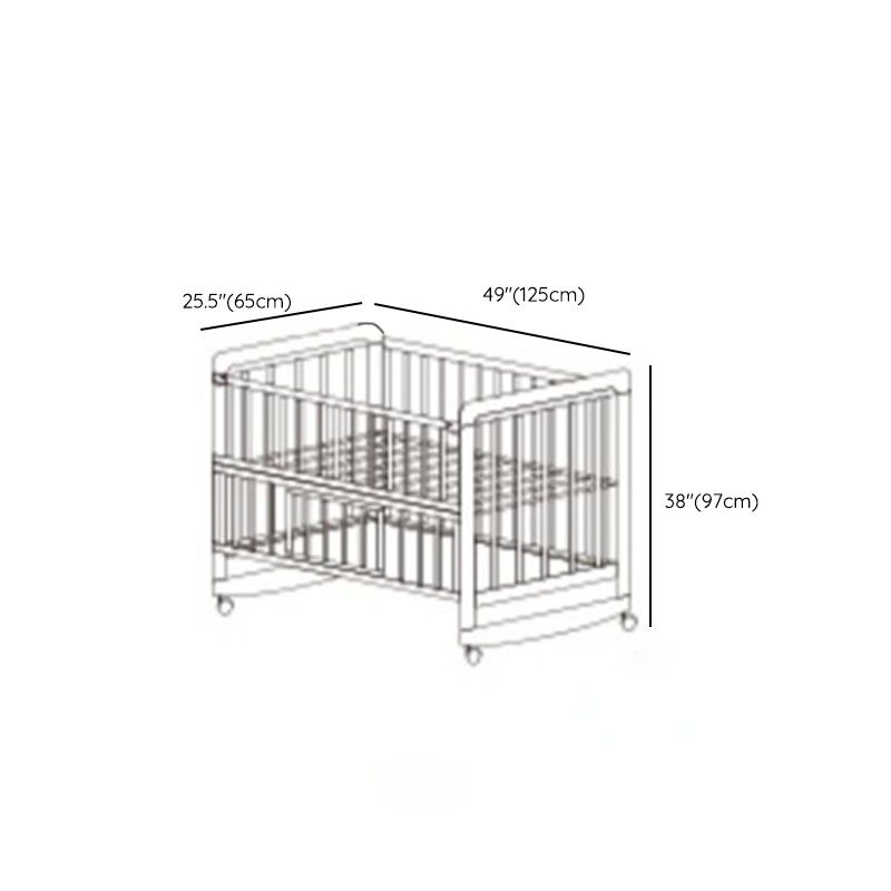 Contemporary Natural Baby Crib in Pine Wood 2-in-1 Convertible Crib