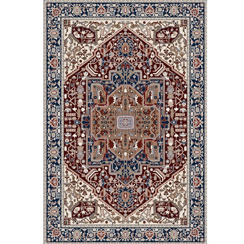 Mid-Century Medallion Print Area Carpet Polyester Carpet Non-Slip Backing Area Rug for Living Room