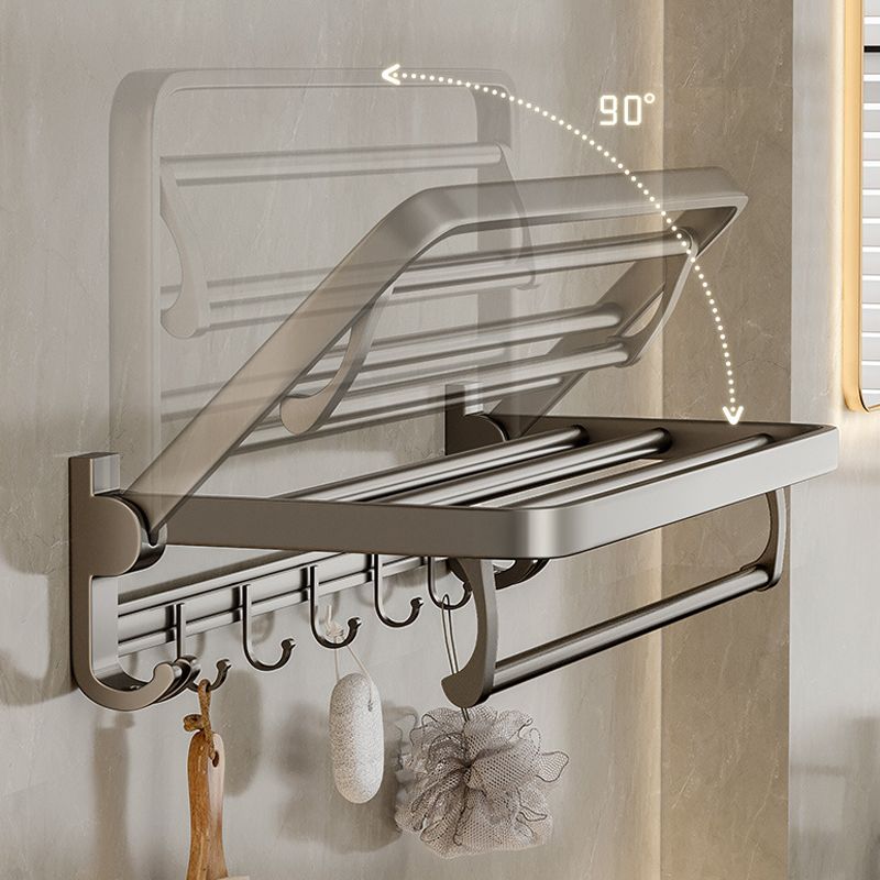 Modern Bathroom Accessory Set in Gray with Bath Shelf/Towel Bar/Robe Hooks & Paper Holder