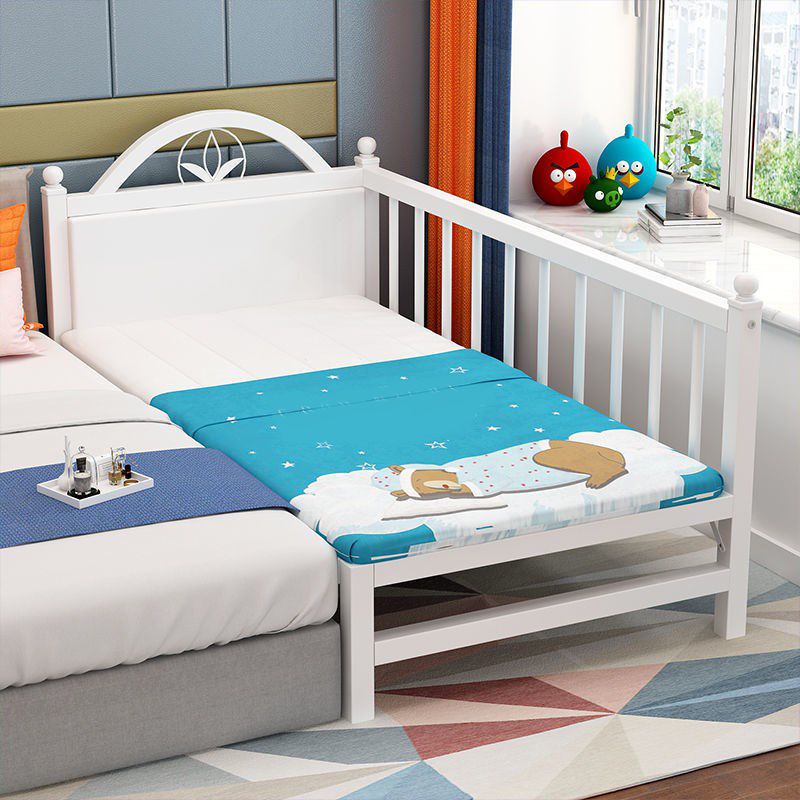 White Metal Nursery Crib Industrial Nursery Bed with Guardrail