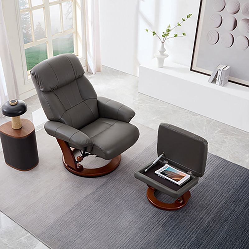 Modern Leather Standard Recliner Position Lock Recliner with Ottoman