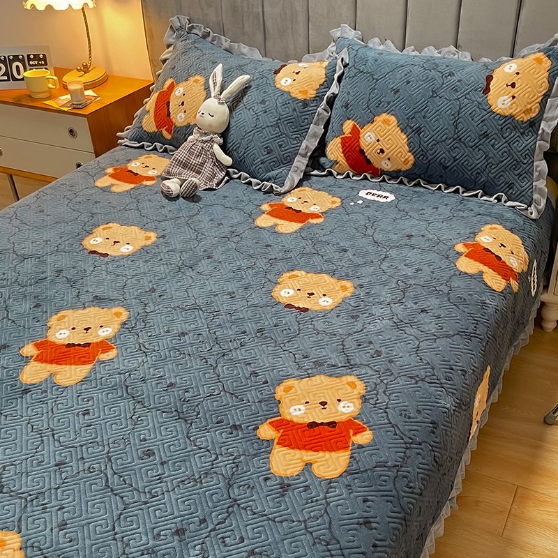 Cotton Bed Sheet 3-Piece Cartoon Wrinkle Resistant Sheet Set