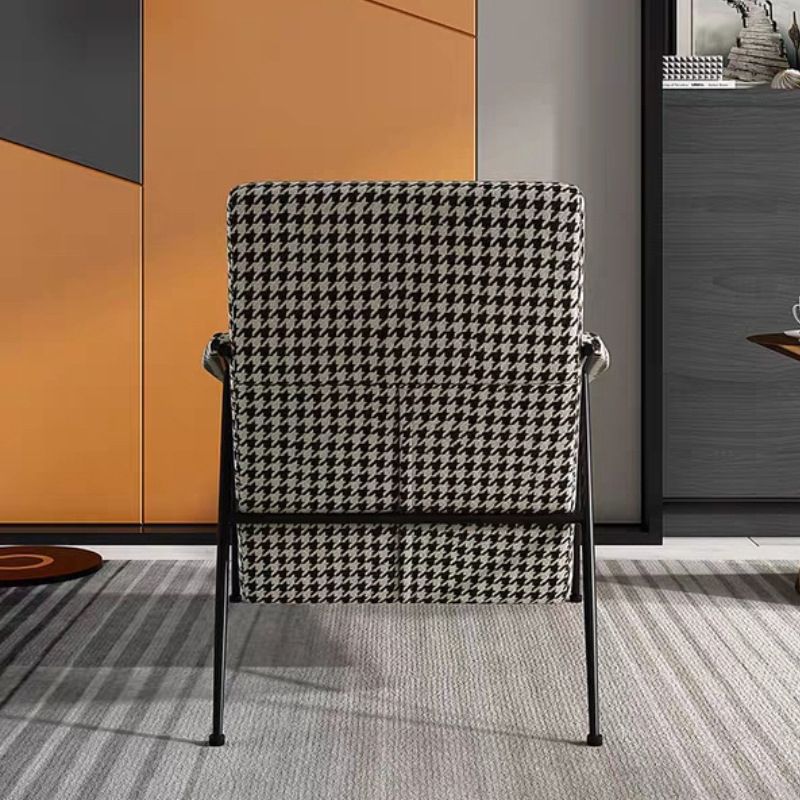 Mid-Century Modern Accent Armchair Houndstooth Basic Four Leg Armchair