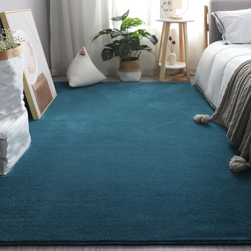 Simplicity Solid Shag Rug Polyester Carpet Non-Slip Backing Indoor Carpet for Adult's Bedroom