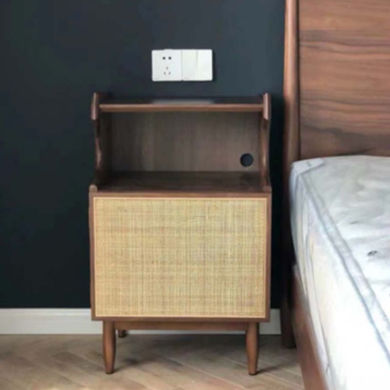 28'' Tall Solid Wood Nightstand Modern 1-Shelf 1-Door Bedside Cabinet