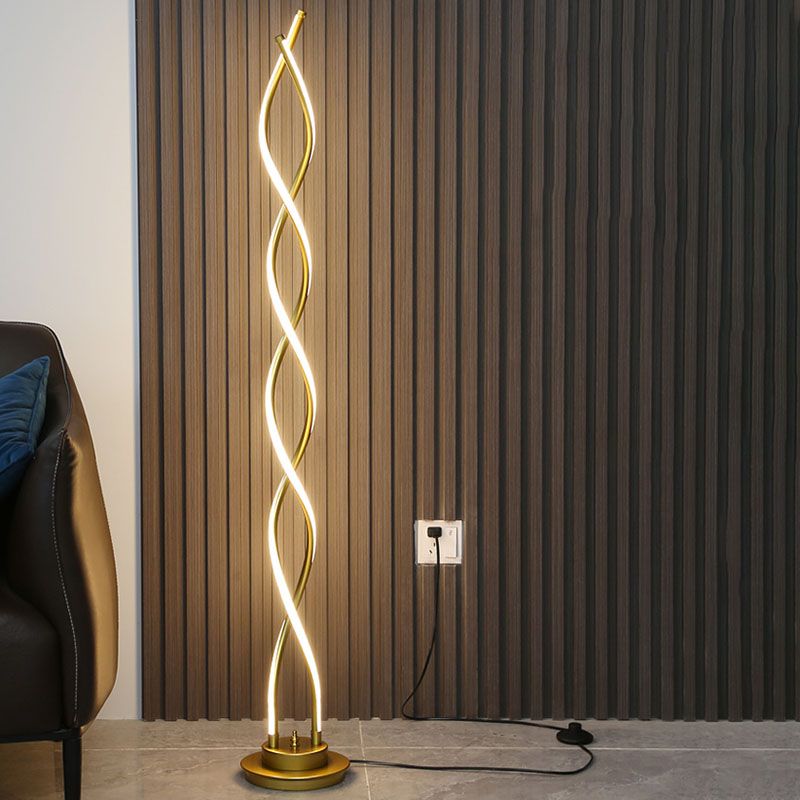 Metal Spiral Floor Lamps Modern Style 1 Light Standard Lamps for Living Room