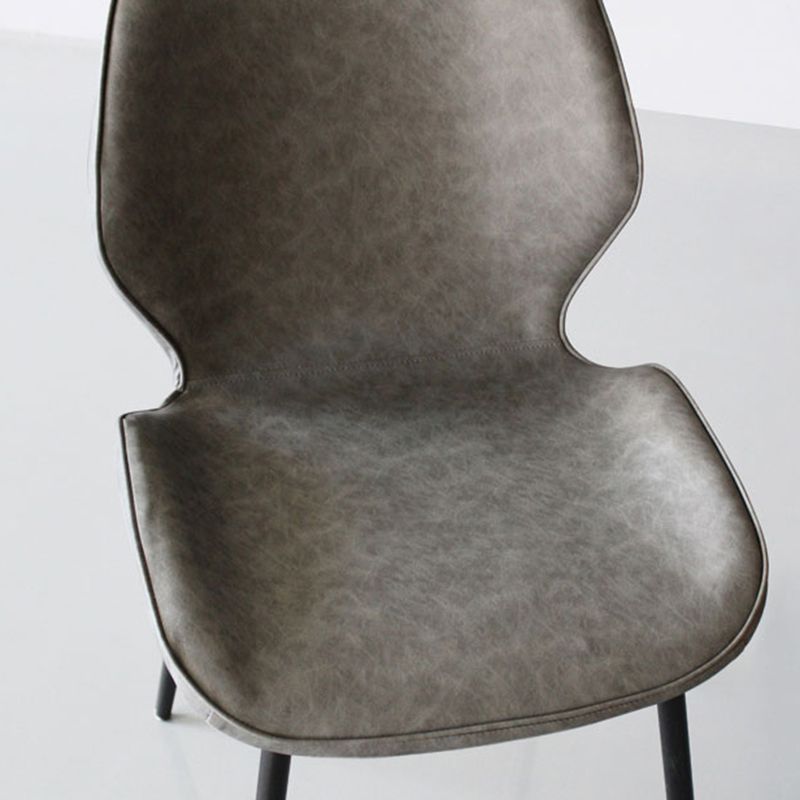 Minimalist Design Faux Leather Side Chairs Solid Back Armless Dining Chair