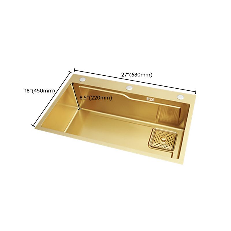 Glam Stainless Kitchen Sink Golden with Faucet Cutting-Board Drain Assembly Sink