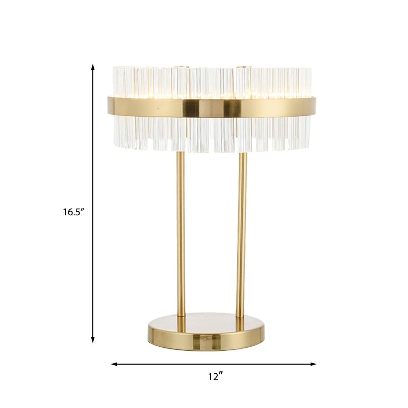 Modernism Drum Table Light Hand-Cut Crystal LED Small Desk Lamp in Gold for Bedroom