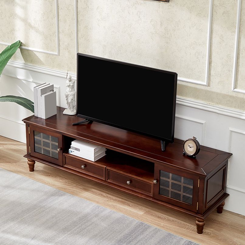 Traditional Media Console TV Stand Solid Wood TV Stand Console with Drawers