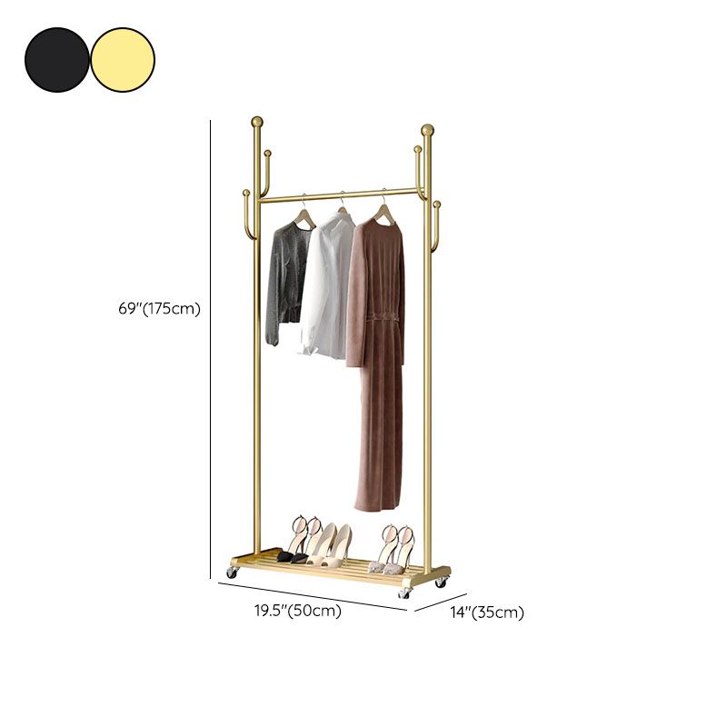 Gorgeous Metal Coat Rack Basket Storage Clothes Hanger with Coat Hooks