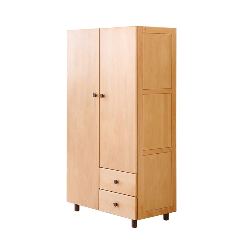 Oak Kids Closet Modern Kid Wardrobe with Garment Rod and Shelved