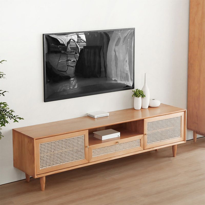 Solid Wood Media Console Scandinavian TV Stand Console for Living Room