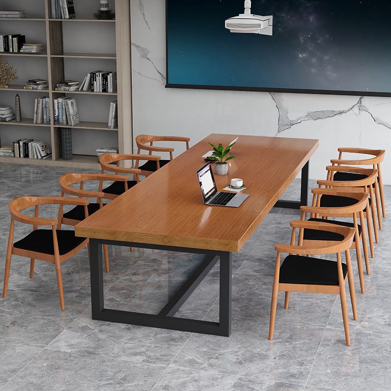 Rectangle Meeting Table Industrial Office Desk with Trestle Base