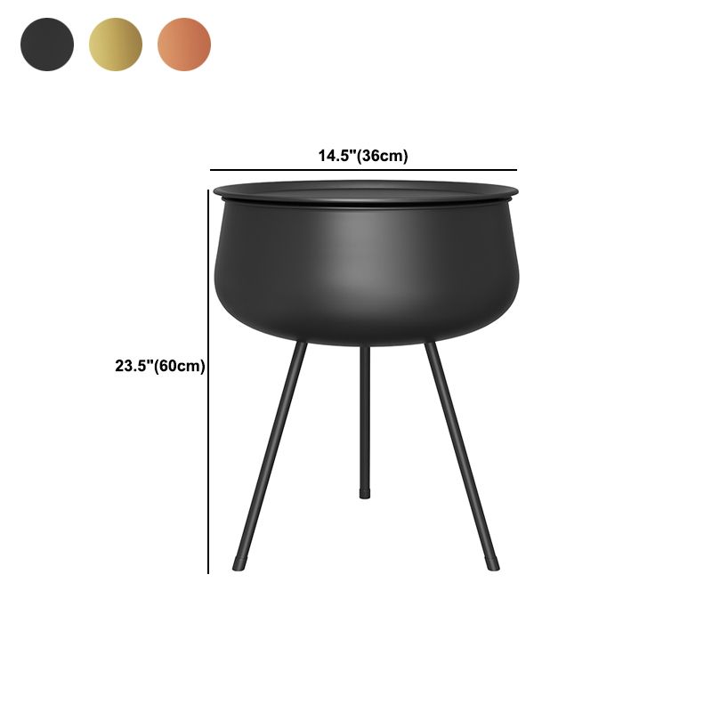 Metal Modern Nightstand Iron Round Non-Storage Night Table with Legs