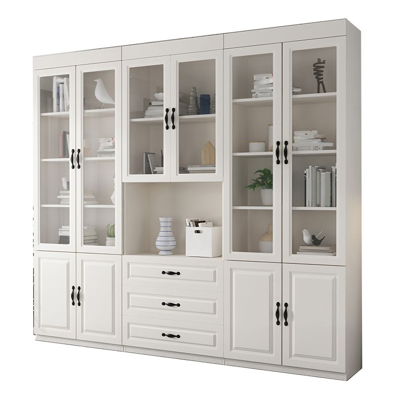 Modern Style Closed Back Bookshelf Solid Wood Bookcase with Cabinets