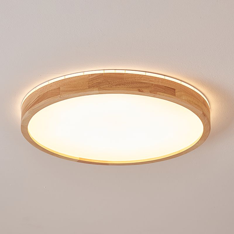 Brown Geometric Shape Flush Mount Nordic Style Wood Ceiling Light Fixture for Living Room