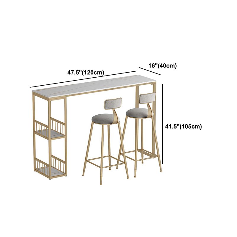 Stone Top Bar Dining Table Industrial Rectangle Bar Dining Table with Sled Base