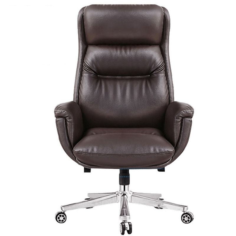 Brown Tilt Mechanism Managers Chair with Headrest Swivel Upholstered Office Chair