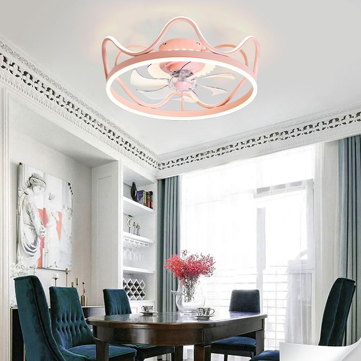 Crown Shape Ceiling Fan Light LED Ceiling Mount Lamp with Acrylic Shade for Bedroom