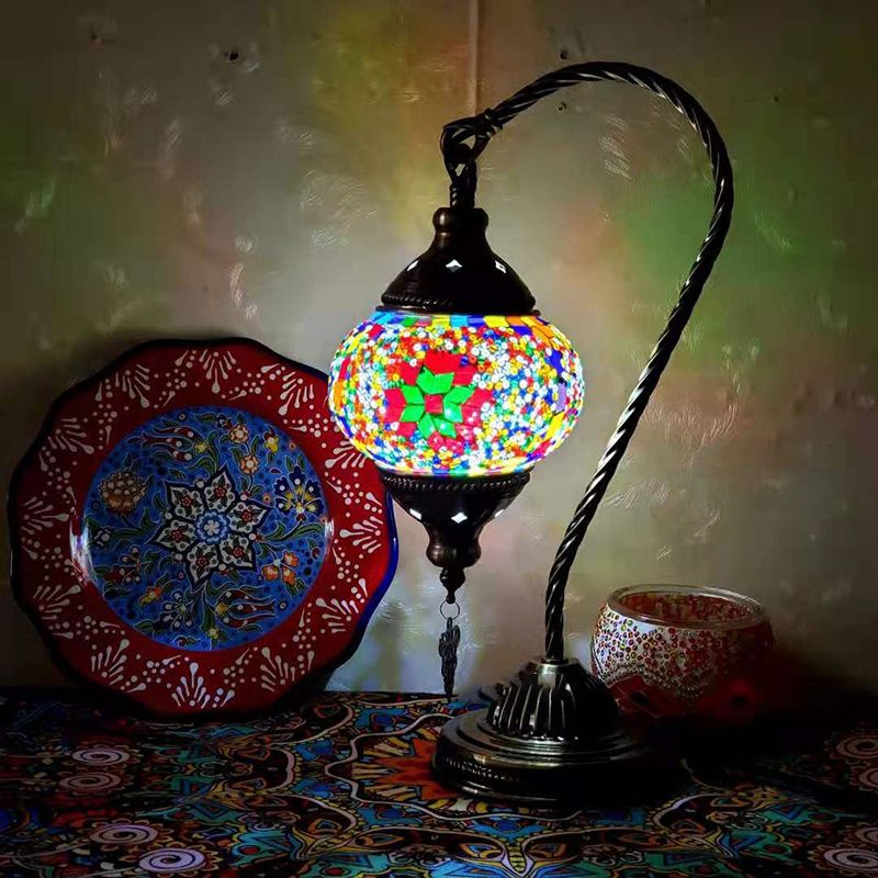 Geometric Night Table Lamps Asian Style Metal 1 Light Table Lamp