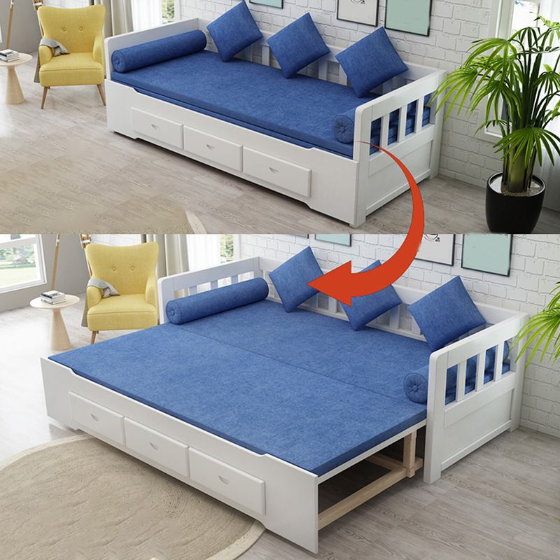 Modern 3 Drawers Daybed Solid Wood White/Natural Daybed with Mattress