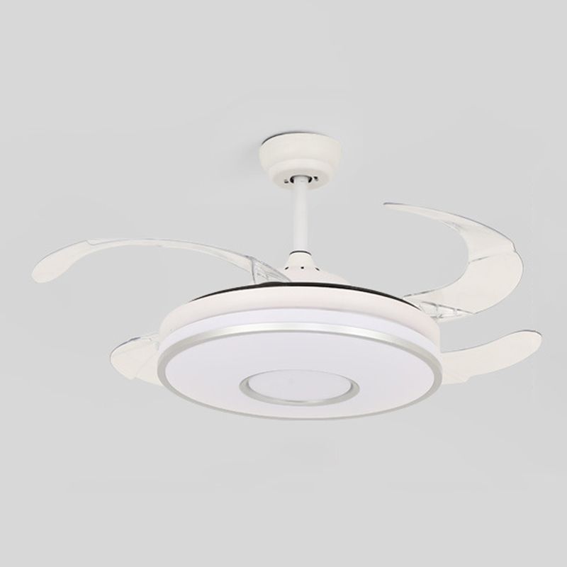 Modern Single White/Golden Ceiling Fan Lamp LED Ceiling Fan Light for Dining Room