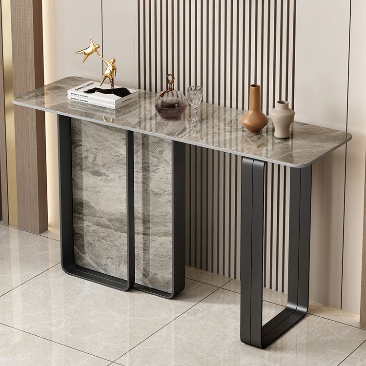 11 Inch Wide Glam Accent Table Stone Rectangle Console Accent Table