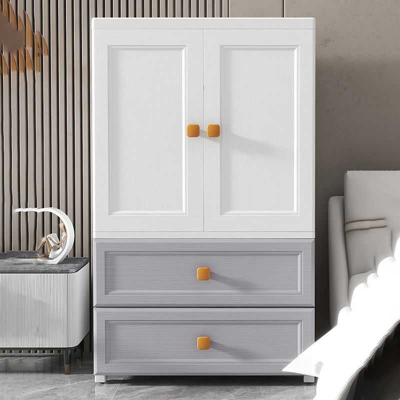 Plastic Freestanding Wardrobe Armoire Multifunctional Wardrobe with Lower Storage Drawers