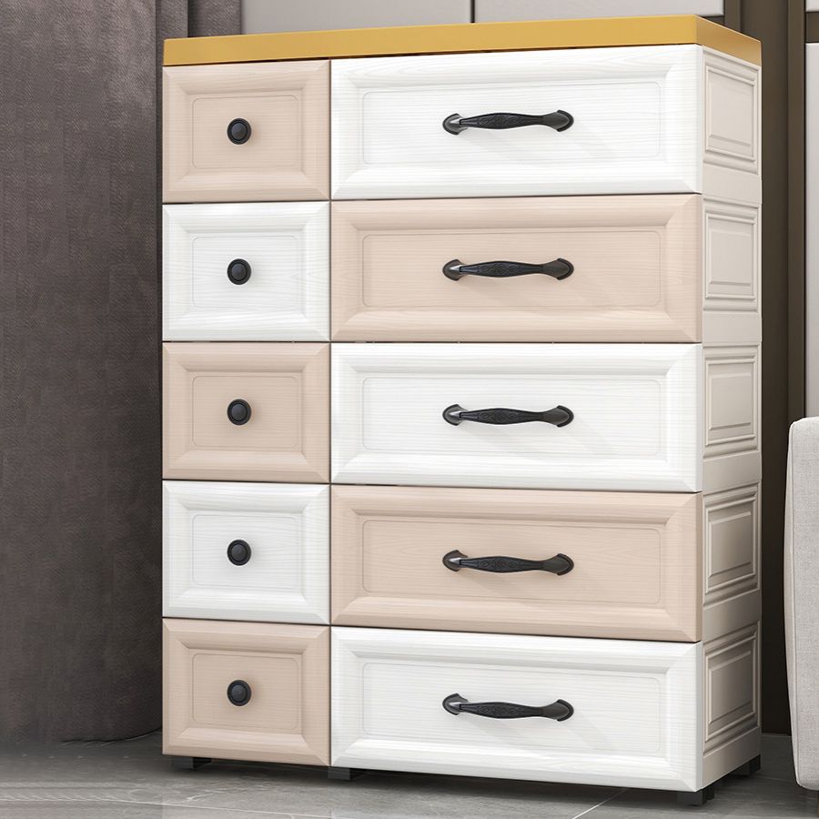 Scandinavian Plastic Vertical Kids Nightstand with Drawers for Bedroom